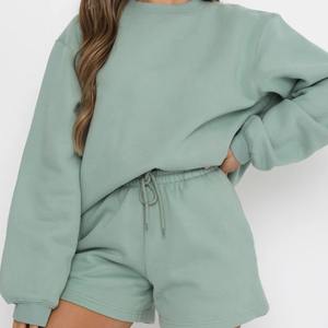 Survêtement décontracté personnalisé pour dames vêtements de détente survêtement sportif short de survêtement surdimensionné sweat-shirt hauts ensembles pour femmes - Product Image 2