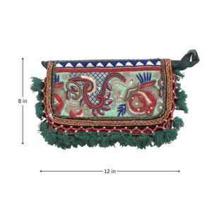 Bolso de Mano de Lujo Estilo Bohemio Vintage para Mujer, Marca Zeenat, Bordado con Paisley, Forro de PU, Cierre de Solapa, Portátil - Product Image 2