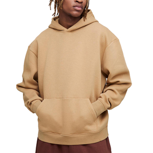 New Arrival Wholesale Warm Winter Hooded Pullover Hoodies OEM Embroidery logo High GSM <b>Thick</b> <b>Fleece</b> Solid Brown 100% Cotton Men - Product Image 4