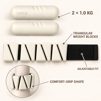 Ensemble d'entraînement Pilates Premium avec anneau de yoga, poids de main en silicone de 1 kg, bande de poids réglable pour poignet et bande de résistance