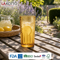 Verre à boire haut LAKOTTO à base lourde de 360 ml, en cristal orange alvéolé, pour présentation en supermarché, avec logo personnalisé, directement de l'usine de verrerie