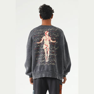 Sudadera Premium para Hombre con Lavado Ácido, 80% Algodón, 20% Poliéster, Felpa, Estilo Holgado, Hombros Caídos, Informal, OEM, Marca Privada - Product Image 2