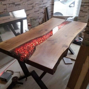 CONTEMPORARY RESIN and WOOD Best Quality Luxury Home Furniture Solid Walnut Wood Restaurant Dining Coffee River Kitchen Epoxy - Product Image 3