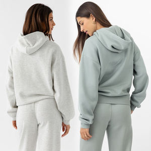 Sweats à capuche en coton épais hiver femmes Fit poche kangourou couleur unie Sublimation impression tissu tricoté Bangladesh vêtements confortables - Product Image 6