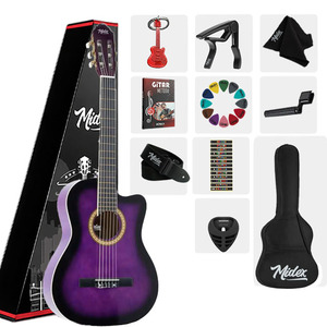 Kit de Inicio para Guitarra Clásica 4/4 con Varilla de Ajuste, Soporte, Funda, Correa, Capo y Púas |   Midex MGX-100PRP - Product Image 1