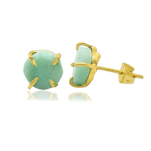 Boucle d'oreille à tige en chrysoprase, boucle d'oreille en pierre brute faite à la main, boucle d'oreille minimaliste pour femmes - Product Image 2