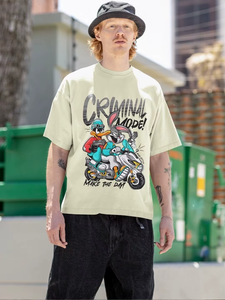 Camiseta de Dibujos Animados con Diseño de Modo Criminal para Hombre, Talla Grande, Manga Corta, Estilo Urbano, Cuello Redondo, Algodón Jersey, Diseño con Estampado Frontal - Product Image 2