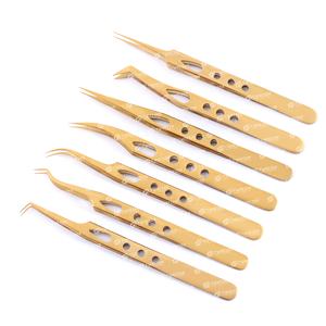 Pinces à cils professionnelles en fibre pour extensions de cils avec poignée diamantée, pinces de haute précision avec logo - Product Image 3