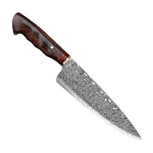 Vente en gros de commandes en gros personnalisées OEM ODM couteau de chef de cuisine en acier damassé fait à la main professionnel avec étui en cuir - Product Image 3