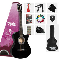 Midex CG-395BK 4/4 Kesik Gövdeli Klasik Gitar Ayarlanabilir Truss Rod Başlangıç Seviyesi Tam Set Parlak Kaplama Yumuşak Taşıma Çantası