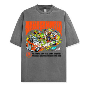 Vente en gros T-shirt personnalisé lavé imprimé vintage pour hommes Collection printemps-hiver 2025 Vêtements surdimensionnés 100% coton avec logo - Product Image 2