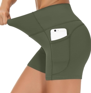 Mid Waist Sexy Yoga <b>Dance</b> Compression Shorts Elastic Waist Closure Fashionable Solid Color Quick Dry Seamless Workout <b>Pants</b> - Product Image 3