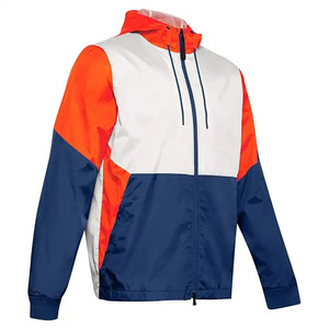 Chaquetas cortavientos de estilo callejero para hombre, venta al por mayor, transpirable, de secado rápido, color bloque, lona, ropa en blanco - Product Image 2