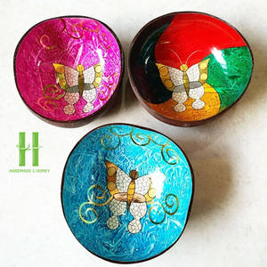 ชามมะพร้าวเคลือบเงาทำมือจากเวียดนาม ขายดีที่สุด ประดับเปลือกหอยและมุก - Product Image 2