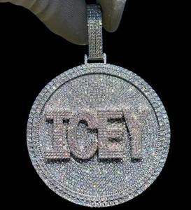 Rond Cut Ice Out VVS Moissanite Diamant Pendentif Hip-Hop Bijoux Pendentif Anniversaire Cadeau Pour Hommes 925 Sterling Silver - Product Image 5