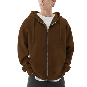 Fabricación de peso pesado 100% algodón francés Terry Street Wear sólido patrón Regular cremallera Sudadera con capucha para hombres ropa de invierno personalizada - Product Image 5