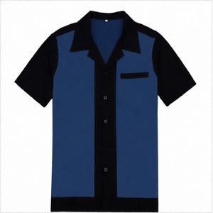 <b>Men's</b> Vintage Two-Tone <b>Bowling</b> <b>Shirt</b> with Vertical Contrast Panels Open Notch Collar and Breathable Performance Fabric <b>for</b> Teams - Product Image 4