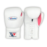 Guantes de Boxeo Winning de Cuero Vacuno Premium, Transpirables, que Absorben la Humedad, Ligeros, con Cierre de Cordones y Soporte Reforzado para la Muñeca