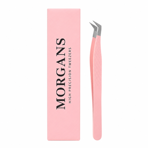 Pinzas para Pestañas de Alta Precisión MORGANS, Color Rosa, Acero Inoxidable, Empaque en Caja, Punta Suave - Product Image 4