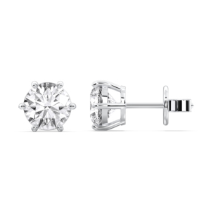 Luxurious 3.00 Carat E-F/VVS-VS (Each 1.50 Ct) Moissanite Round Diamond 6 Claw <b>Stud</b> Earring Made In 925 <b>Sterling</b> <b>Silver</b> For Her - Product Image 1