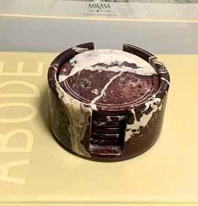 Juego de 6 Posavasos Red Zebra, Hechos a Mano con Mármol Rosso Levanto, Ónix, Cristal, Piedra Natural - Product Image 1