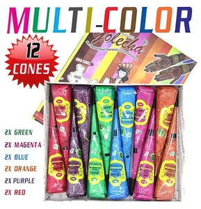 โกลีชาหลายสีเฮนน่าเมเนดี้โคนแพ็ค12ชิ้นสำหรับมือหรือเท้าและศิลปะบนร่างกายแบบดั้งเดิม - Product Image 4