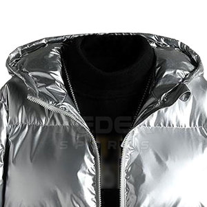 Veste d'hiver pour hommes de haute qualité Design rembourré respirant avec col à capuche et logo avant Vêtements de mode à bas prix - Product Image 3