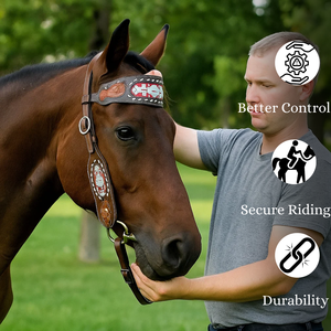 Poitrine de têtière en cuir de cheval avec cristal de couleur marron et conchos dans une vente au meilleur prix - Product Image 3