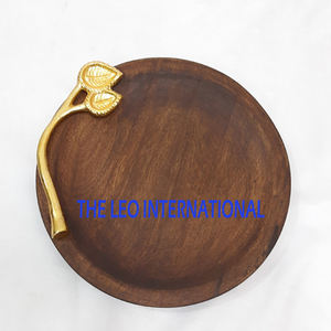 Bandeja de servicio chapada en oro con forma de hoja de Metal de aluminio, bandeja decorativa de la más alta calidad hecha a mano de estilo elegante - Product Image 6