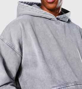 Meilleure qualité hommes 300gsm poids acide lavage sweats à capuche Slim Fit décontracté avant Logo hiver à capuche conception personnalisée direct Pakistan - Product Image 4