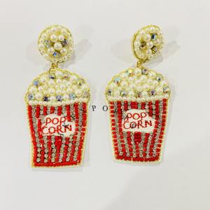 Pendientes de gota bohemios hechos a mano para mujer, diseño de cuentas de semillas de colores únicos en estilo de palomitas de maíz de chocolate caliente - Product Image 2