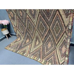 Turkish 5.8x8 ft Rug, Large Vintage Rug, <b>Brown</b> Black Oriental <b>Wool</b> Rug - Product Image 2