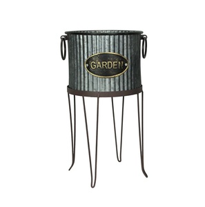 Cubo de metal galvanizado vintage con asas, bañera de acero rústico para almacenamiento, maceta de hielo o decoración - Product Image 6