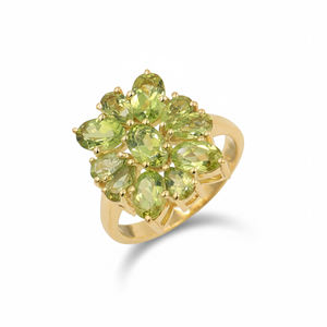 925 Sterling Silver Peridot Flower Ring Oval and Pear Shape Green Gemstones Nature Inspired Designer Jewelry - Product Image 1