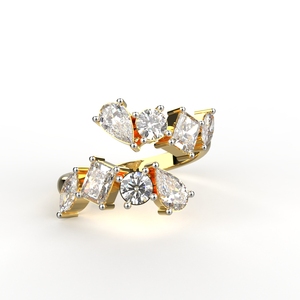 Avarta Jewellery Gold Wavy Fancy <b>Moissanite</b> <b>Ring</b> - Product Image 2