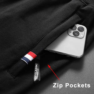 กางเกงวอร์มผู้ชายสำหรับฤดูใบไม้ผลิและใบไม้ร่วงกางเกงวอร์มผ้าคอตตอนสีพื้นมีกระเป๋าแบบรูดซิปกางเกงกีฬาลำลอง - Product Image 4