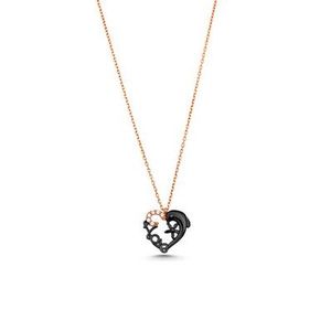 Collier en or rose 925 avec gravure d'amour et figurine de dauphin, cadeau - Product Image 2