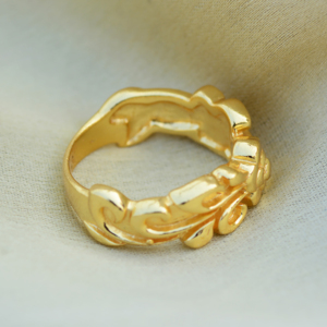 Hot Selling Designer Floral Brass <b>Ring</b> Gold Plated Exclusive Jewelry for Women and <b>Men</b> Free Size Engagement Gift - Product Image 4