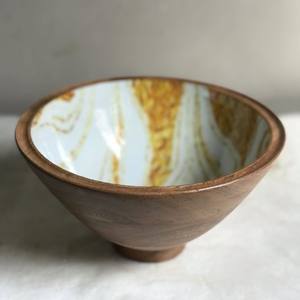 Bol à mélanger en bois de manga massif, personnalisé avec impression sur mesure, à salade de Fruits, avec cuillère, Set de service - Product Image 5