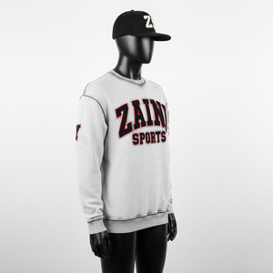 Premium 320 GSM Fleece Sweatshirt Soft Cotton Fabric <b>Grey</b> Color Distressed Style Chenille Custom Logo Basics Sweatshirts - Product Image 4