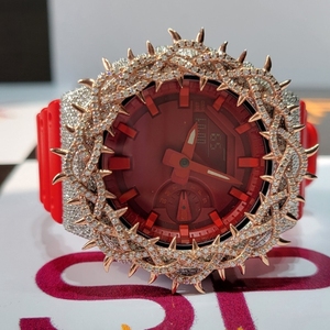 Độc đáo màu đỏ sang trọng Mens cơ khí tinh thể kim cương xem với đầy đủ tôn tạo trường hợp nghệ thuật <span class=keywords><strong>bezel</strong></span> và thời trang tuyên bố nhìn - Product Image 2