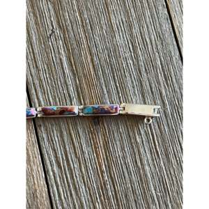 Navajo Pink Dream Mohave Turquoise & Sterling <b>Silver</b> Geometric Link <b>Bracelet</b> for Gift - Product Image 3