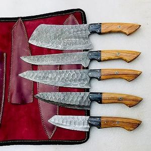 Vente en gros personnalisé OEM ODM Coutellerie Usine Couteau Damas Set de couteaux de chef en acier avec manche en palissandre pour set de couteaux de chef de cuisine - Product Image 4
