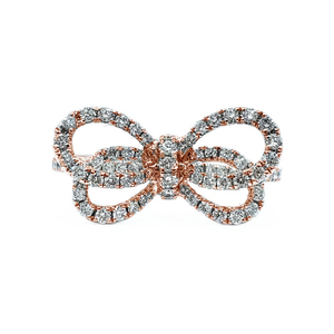 Skillfully Crafted 18K Solid Rose Gold Ring with Real Diamond Fast Delivery Elegant Bow Designed Fancy Wedding Ring for Women - Product Image 1