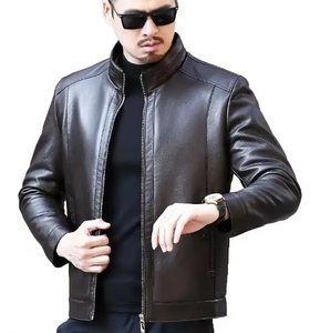 Chaqueta de Cuero para Hombre Personalizada al por Mayor de Alta Calidad, Estilo Bomber, Casual, Invierno, Cuello Alto, Transpirable, OEM 2025 - Product Image 2