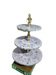 Support à gâteau 3 étages en nacre, fait main, résistant au four, haut de gamme, poli, pour servir desserts et pâtisseries, décoration de table - Product Image 4