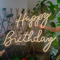 Enseigne néon publicitaire Joyeux Anniversaire, enseigne néon personnalisée pour mariage, enseigne néon flexible LED Monsieur et Madame, enseigne personnalisée avec nom de famille