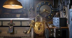 Heavy Duty Brass Key <b>Padlock</b> with Tiger Face Design Safety round Hook Shape Door Lock - Product Image 3