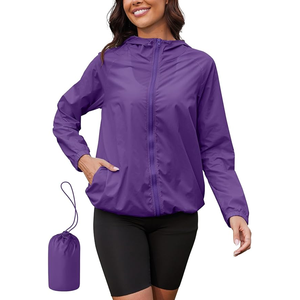 Chubasqueros para mujer, ligeros, impermeables, a prueba de viento, cortavientos ajustable, chaquetas de lluvia, chaqueta vaquera - Product Image 1