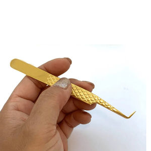 Pinzas de extensión de pestañas doradas personalizadas en forma de L, pinzas clásicas de precisión de 90 grados para extensiones de pestañas - Product Image 6